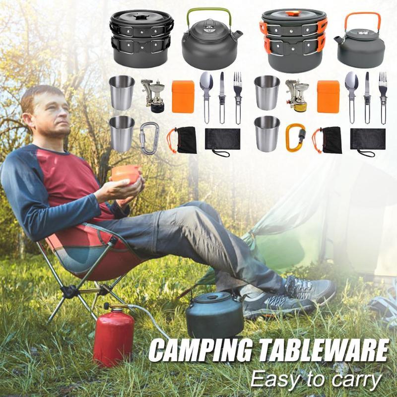 13-Piece Portable Camping Cookware Set with Stove & Utensils