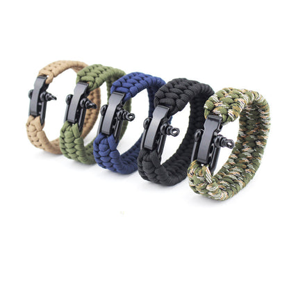 Survival Bracelet with Adjustable U-Shaped Steel Buckle for Outdoor Activities