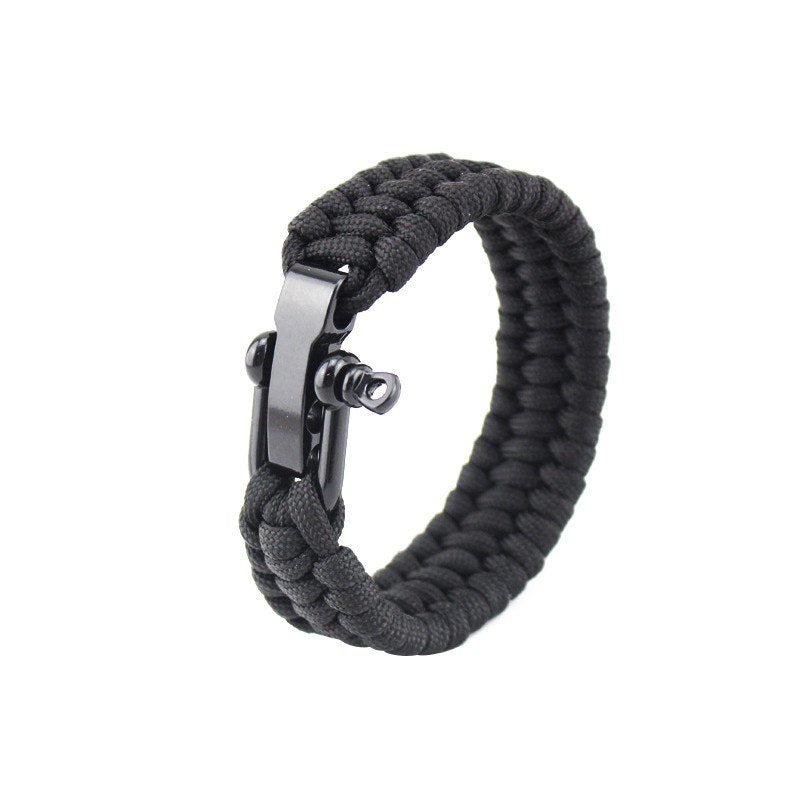 Survival Bracelet with Adjustable U-Shaped Steel Buckle for Outdoor Activities