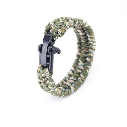 Survival Bracelet with Adjustable U-Shaped Steel Buckle for Outdoor Activities