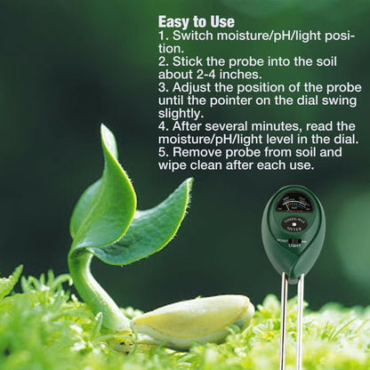 Garden Master 3-in-1 Soil Tester Kit: Monitor pH, Moisture, and Light Levels for Vibrant Plants!