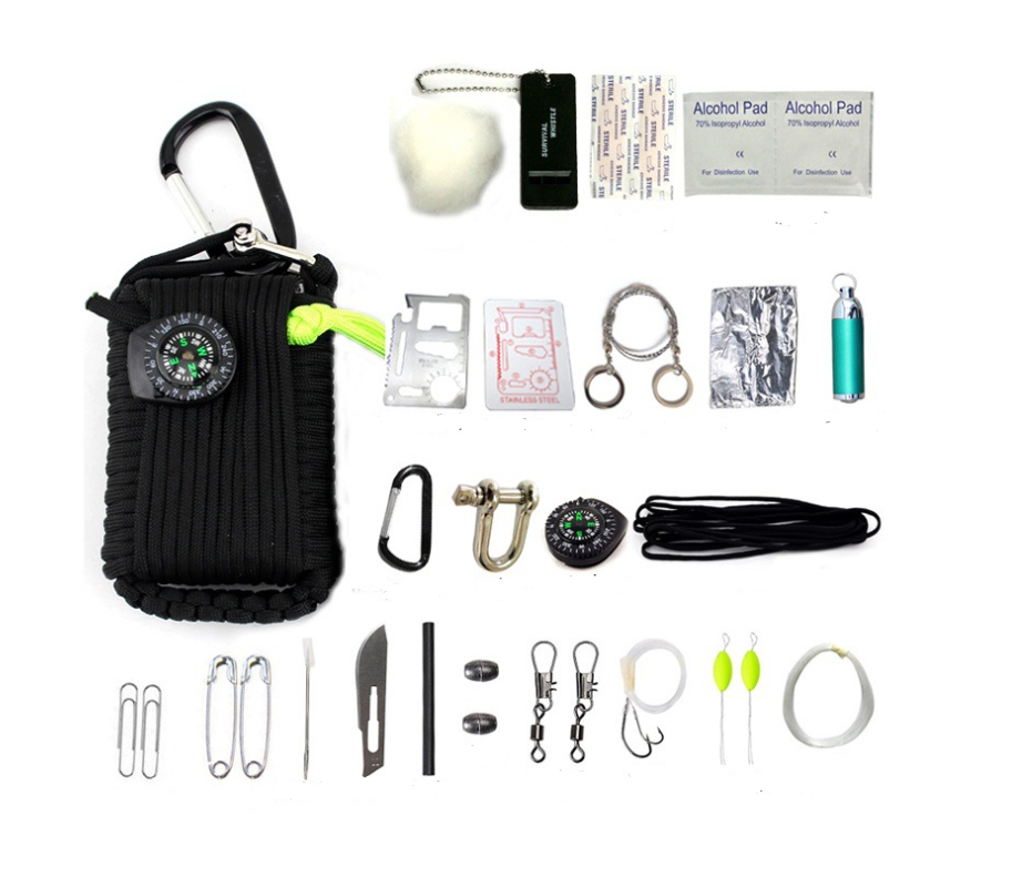 Survival Essentials Kit: Compact Tools for Outdoor Adventures (34.45ft Umbrella Rope)