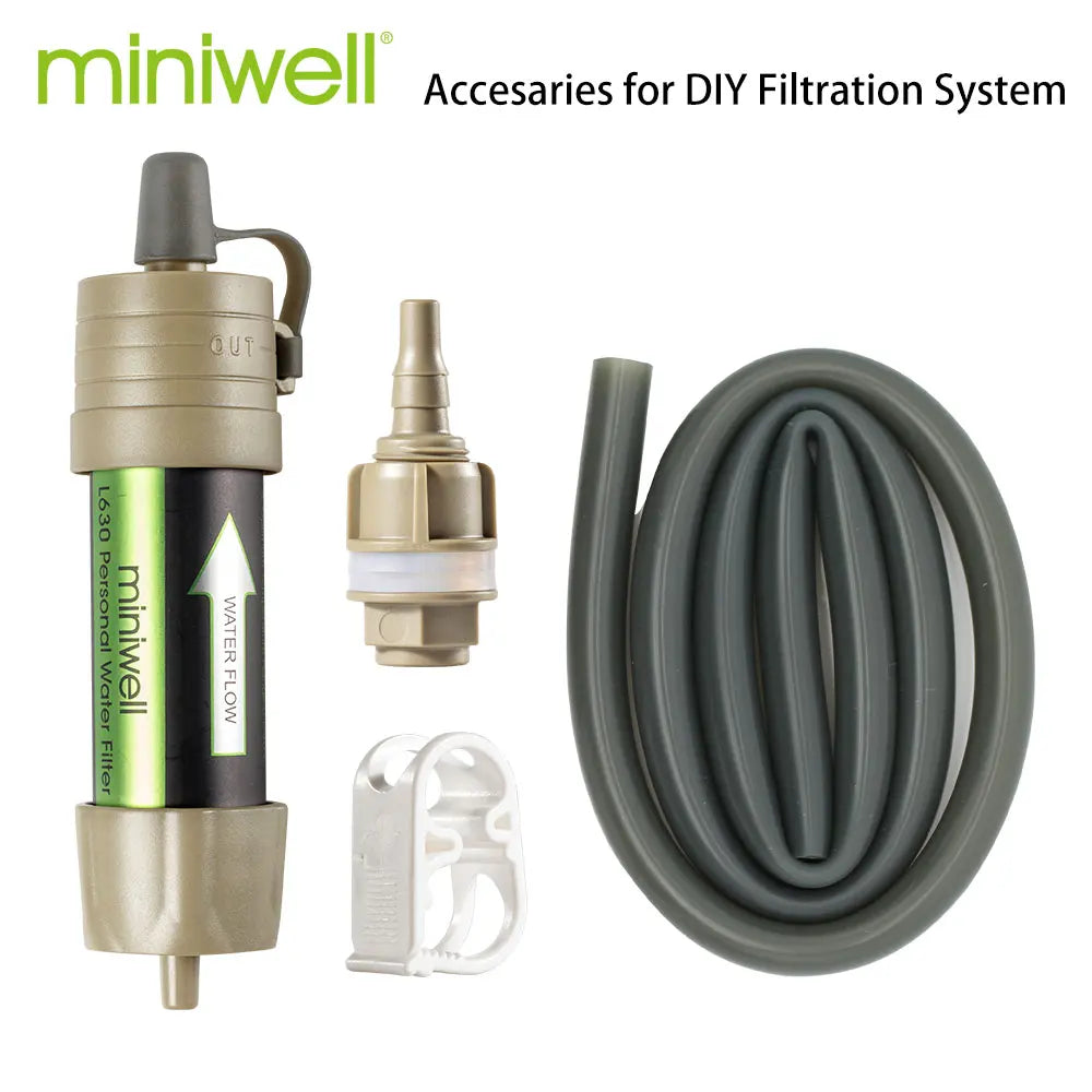 MINIWELL portable camping water filter system for emergency preparedness and outdoor survival