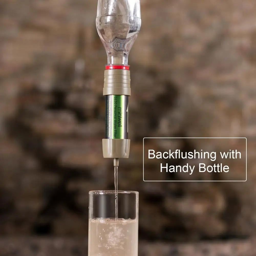 Backflushing process using a Handy Bottle with a blurred background