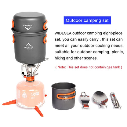 WIDESEEA outdoor camping set with stove, containers, and utensils on a white background