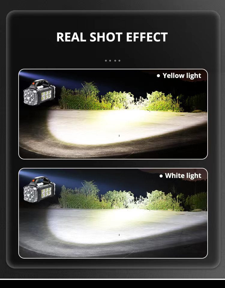 Comparison of yellow and white light effects on a dark road with trees.