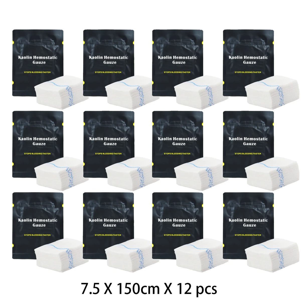 Multiple packages of Kailin Hemostatic Gauze with visible text on a white background.