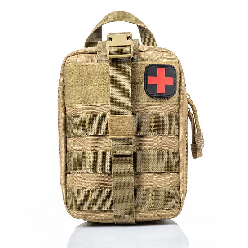 Tan tactical with a red cross patch on a white background