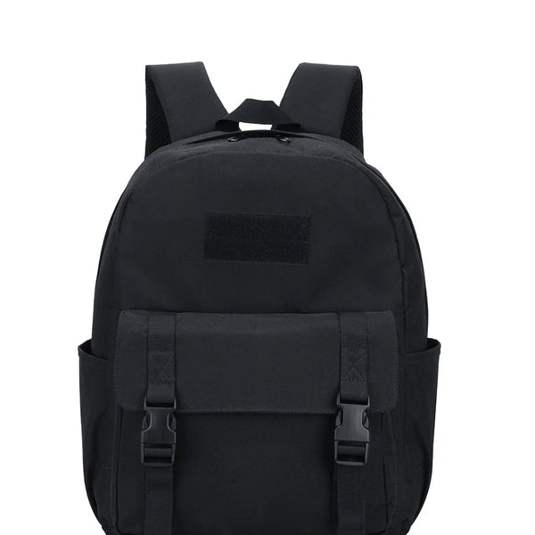Black backpack on a white background