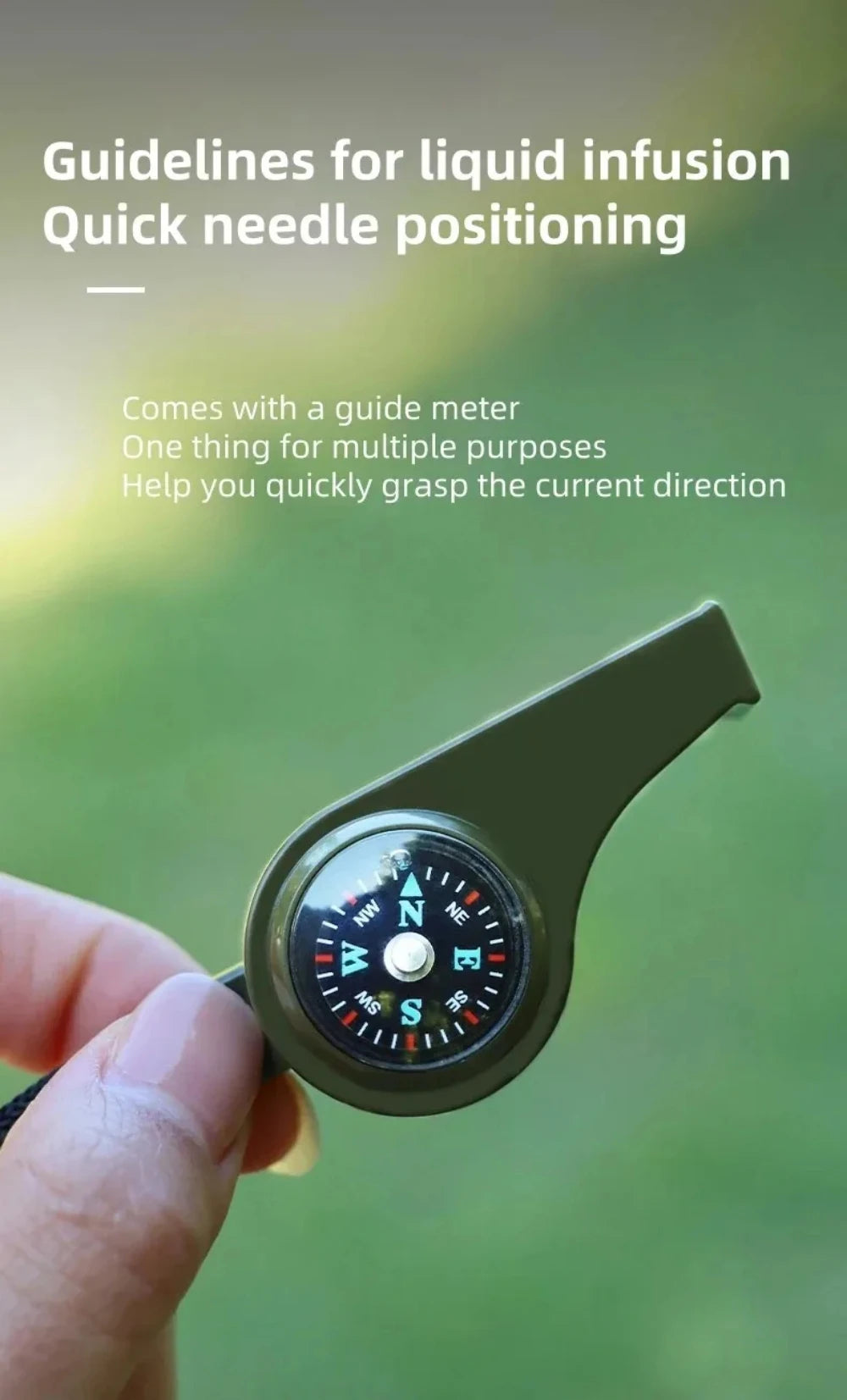 Hand holding a compass with text on liquid infusion guidelines