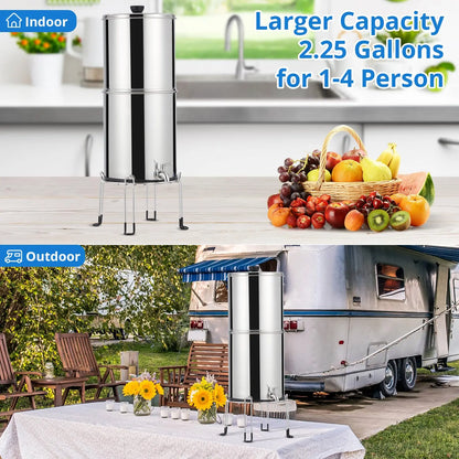 Water filter system with fruit basket and trailer in outdoor setting