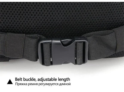 Black belt with an adjustable buckle on a white background