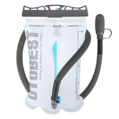 Hydration reservoir with hose on a white background