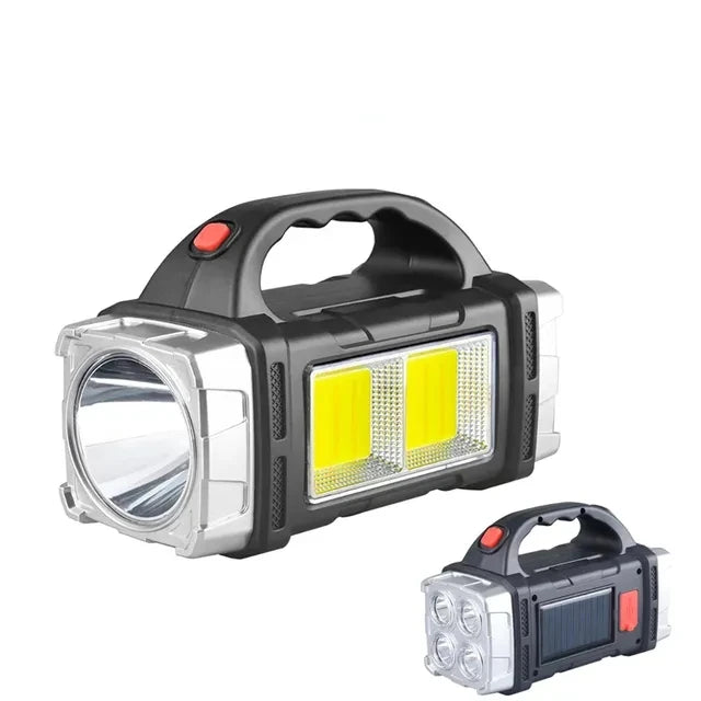 Two portable flashlights on a white background