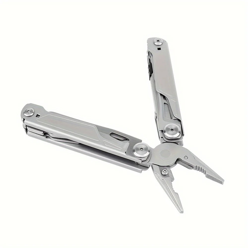 Multitool with various tools on a white background