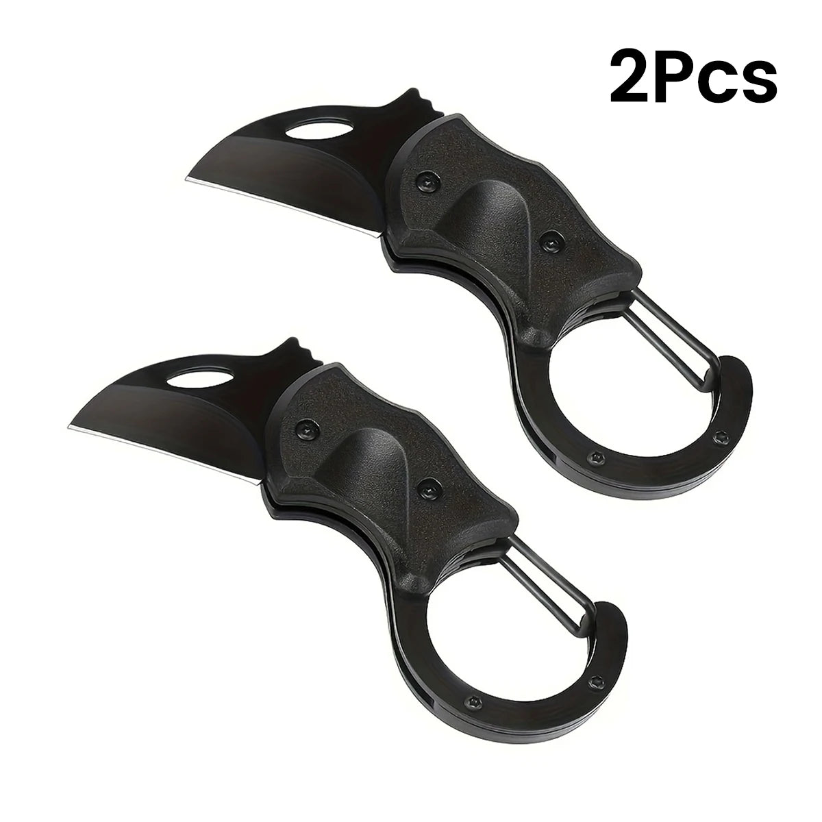 Two black folding knives on a white background with '2Pcs' text.