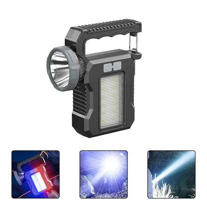 Portable flashlight with multiple light modes on a white background