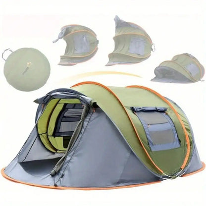 Camping tent with additional accessories on a white background
