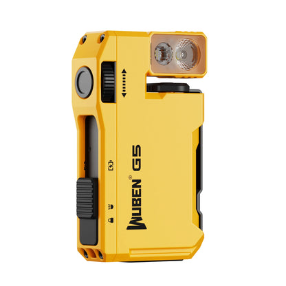 Yellow Wuben GS lighter on a white background