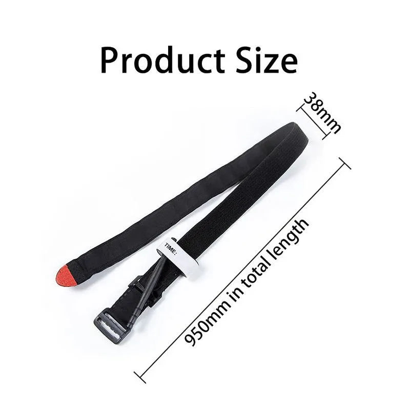 Black belt with measurements on a white background