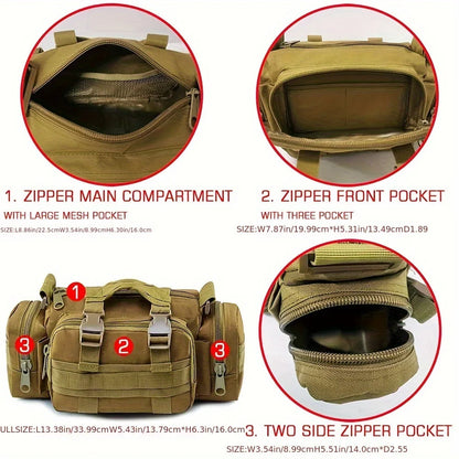 Tactical pouch with zipper compartments on a white background