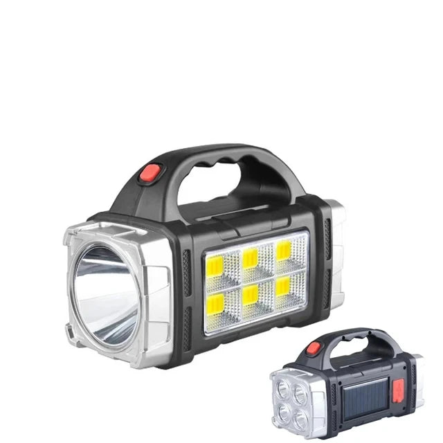 Portable flashlight with multiple lights on a white background