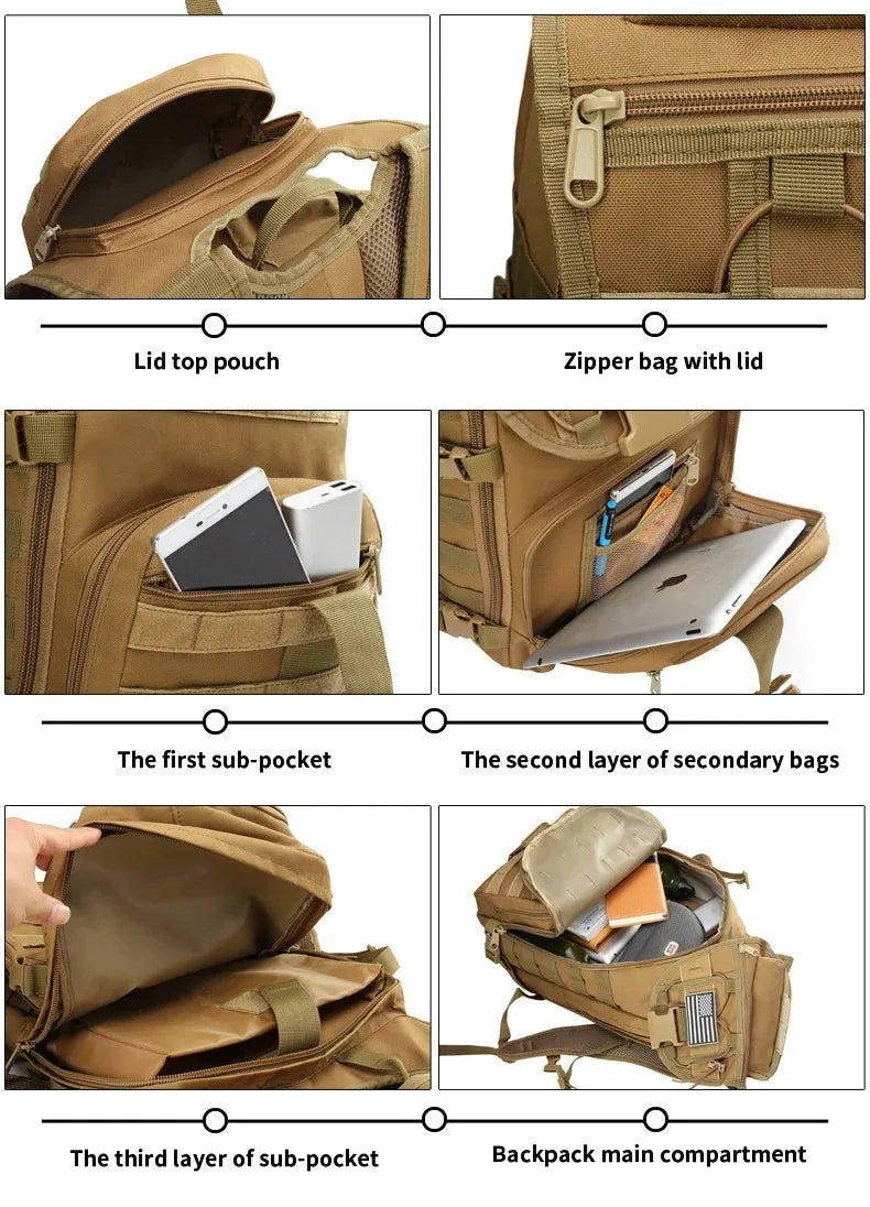35L Tactical MOLLE Backpack – Hiking & Survival Rucksack