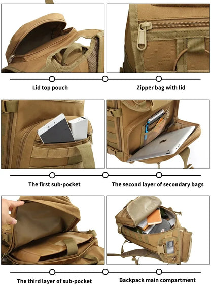 35L Tactical MOLLE Backpack – Hiking & Survival Rucksack