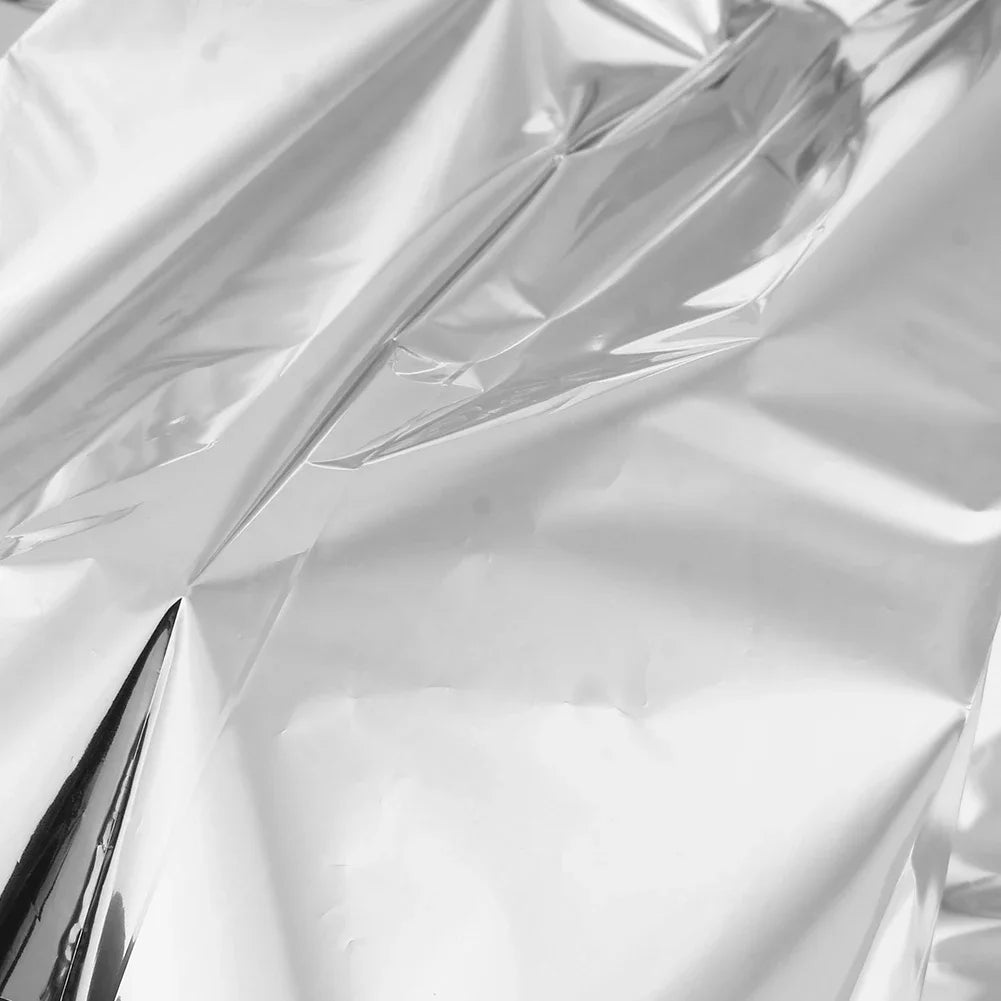 Close-up of crumpled silver metallic paper