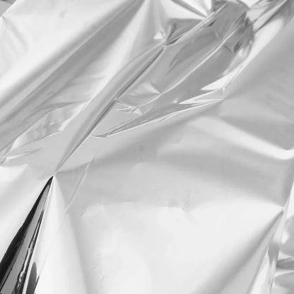 Close-up of crumpled silver metallic paper