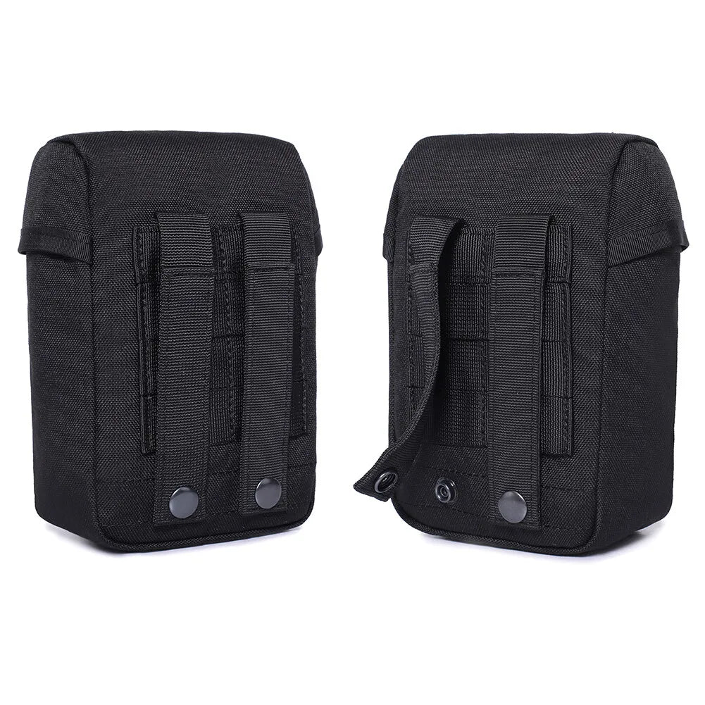 Black tactical pouches on a white background