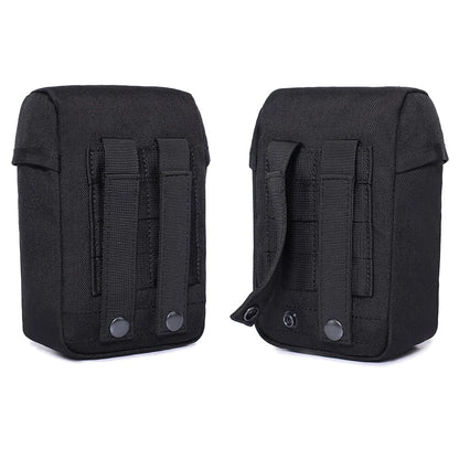 Black tactical pouches on a white background