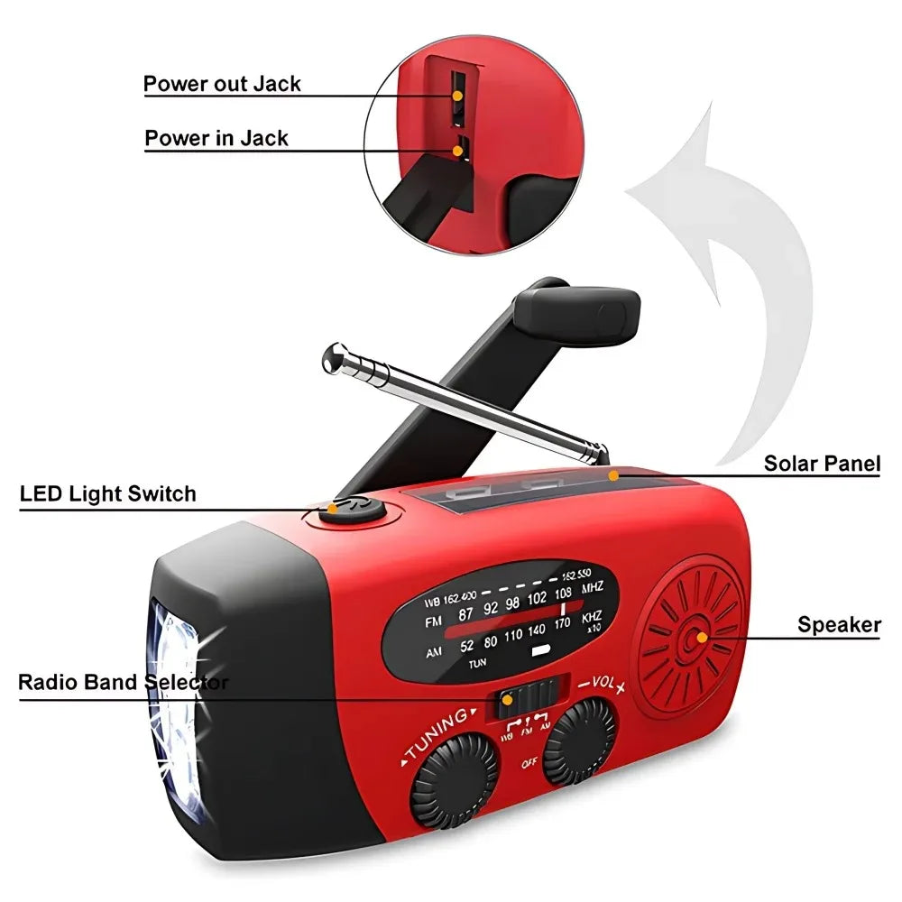 Emergency Weather Radio with Solar & Hand Crank