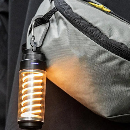 Portable light attached to a bag. 