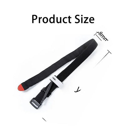 Black belt with a measurement label on a white background