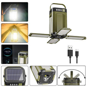 4-Blade Solar Camping Lantern & Power Bank