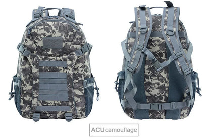 Two camouflage backpacks with ACU camouflage pattern on a white background