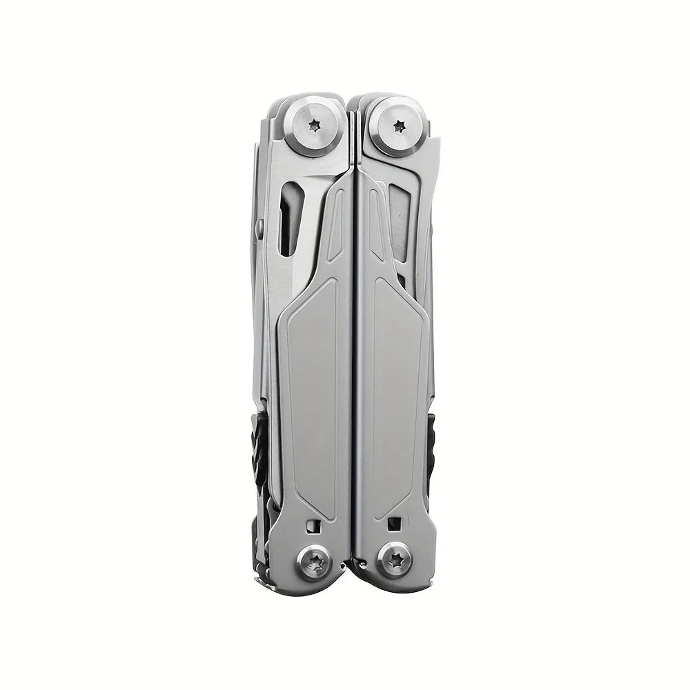 Multitool with various tools on a white background