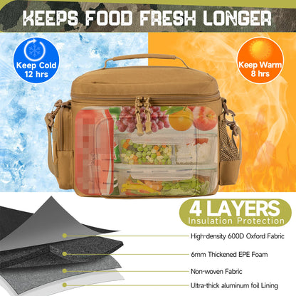  insulated lunch bag with food graphics and insulation layers displayed