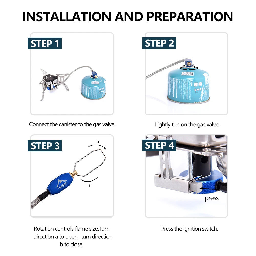 Step-by-step guide on how to install and prepare a gas valve with illustrations and text.