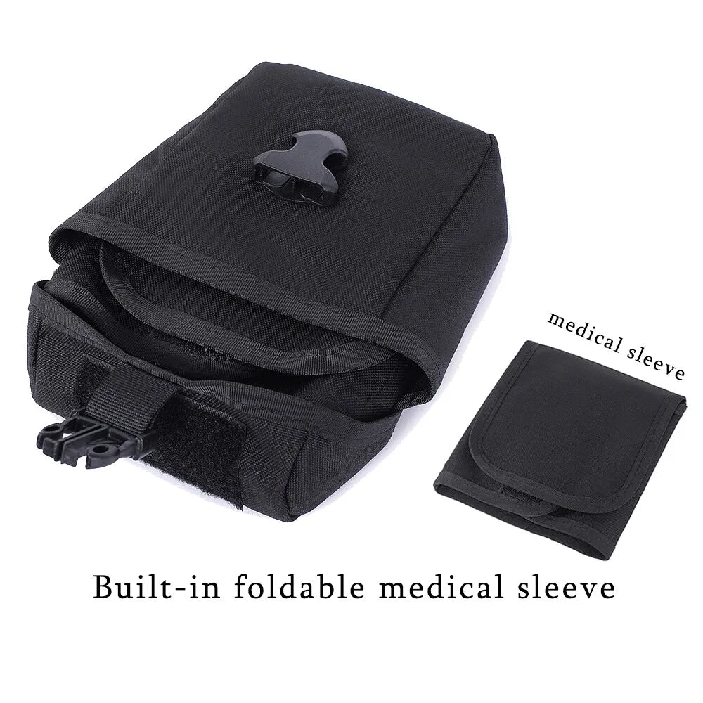 Black foldable medical sleeve with a smaller inset showing the product on a white background