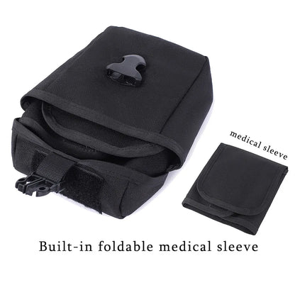 Black foldable medical sleeve with a smaller inset showing the product on a white background