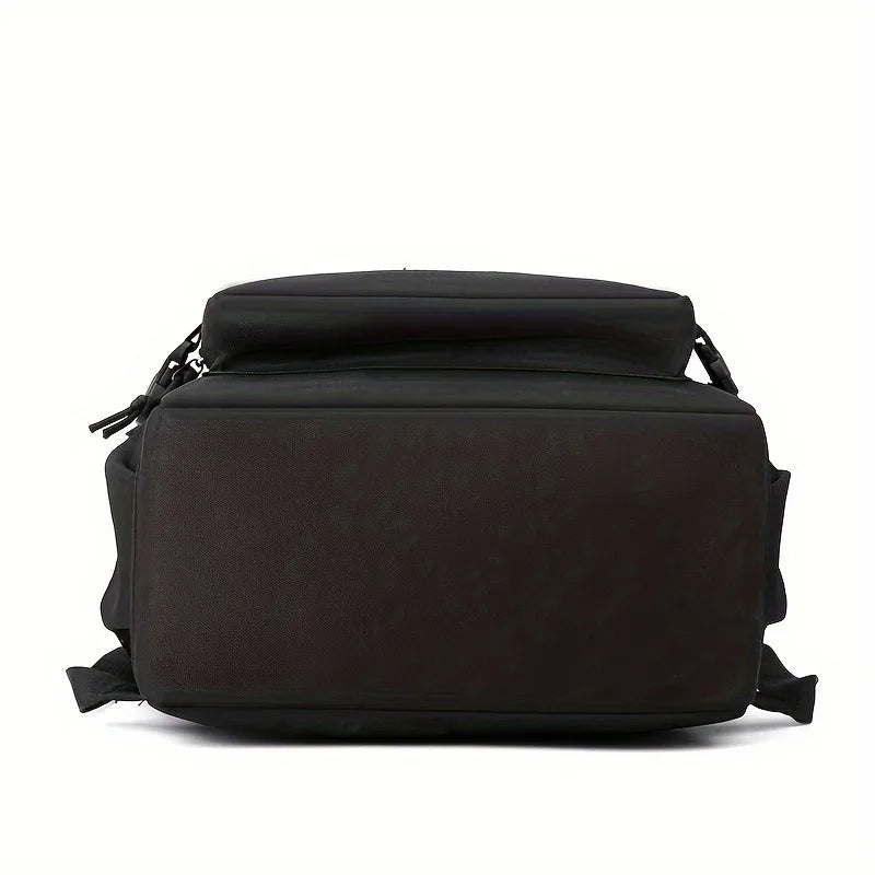 Black backpack on a white background