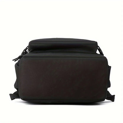 Black backpack on a white background