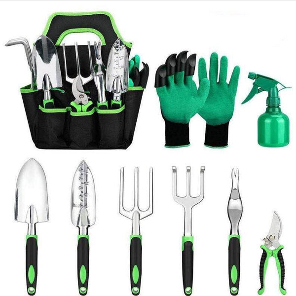 9-Piece Aluminum Alloy Gardening Tool Set with Tote Bag