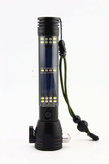 Versatile Emergency Flashlight: Solar Charging, Safety Features, and USB Output